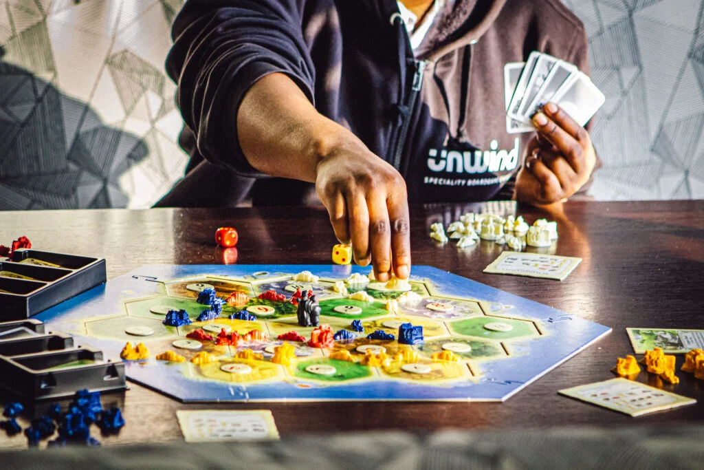 A game of Catan in play at Unwind