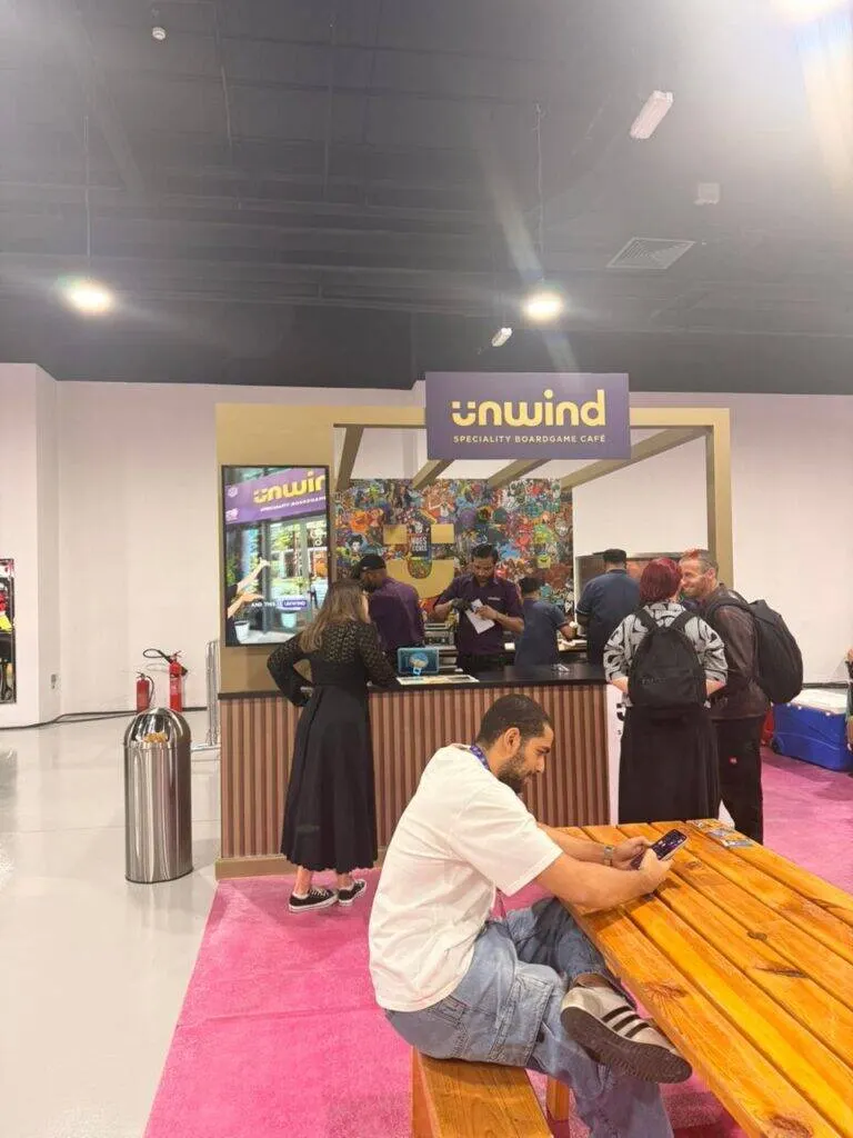 An Unwind food kiosk at an indoor event